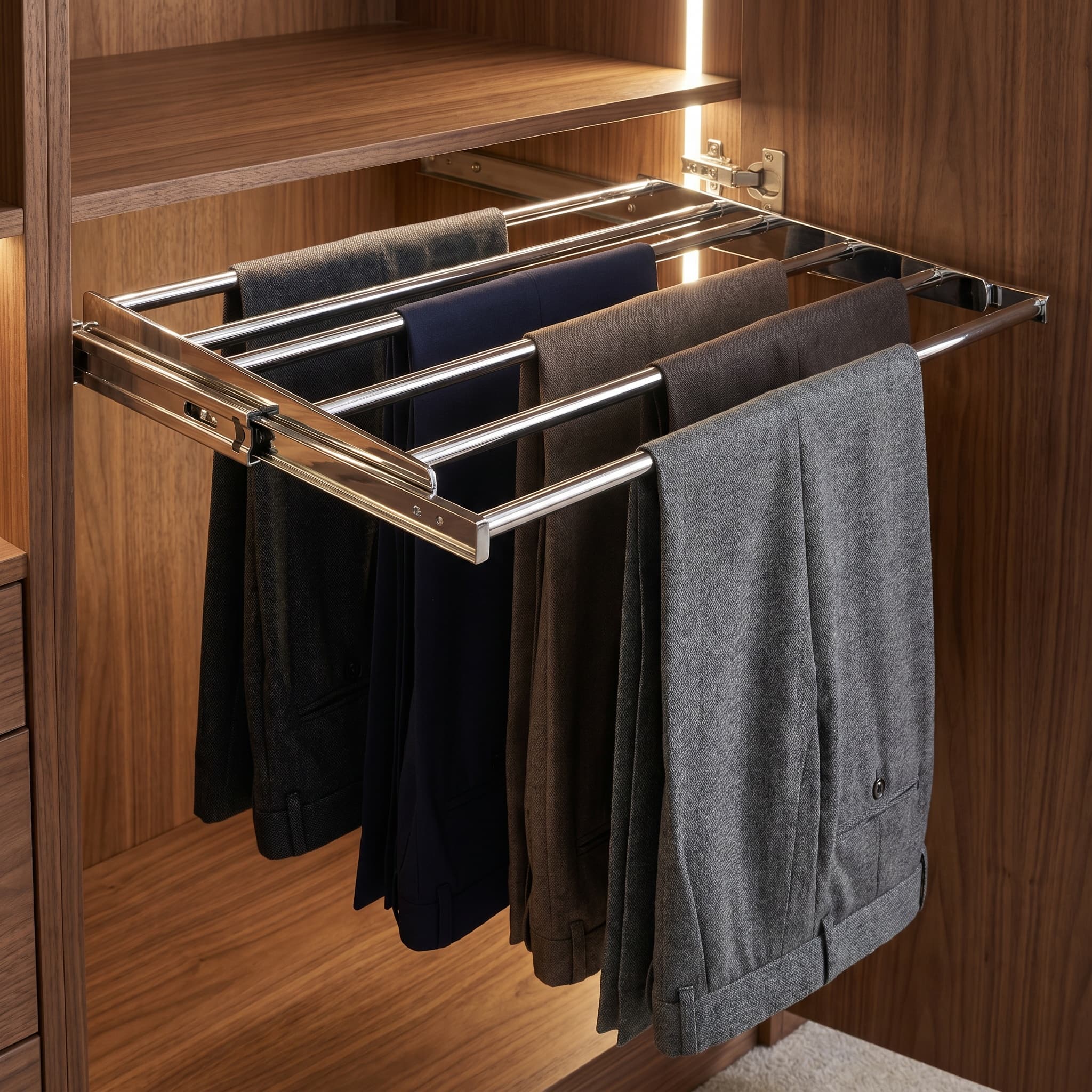 Pull-out trouser rack