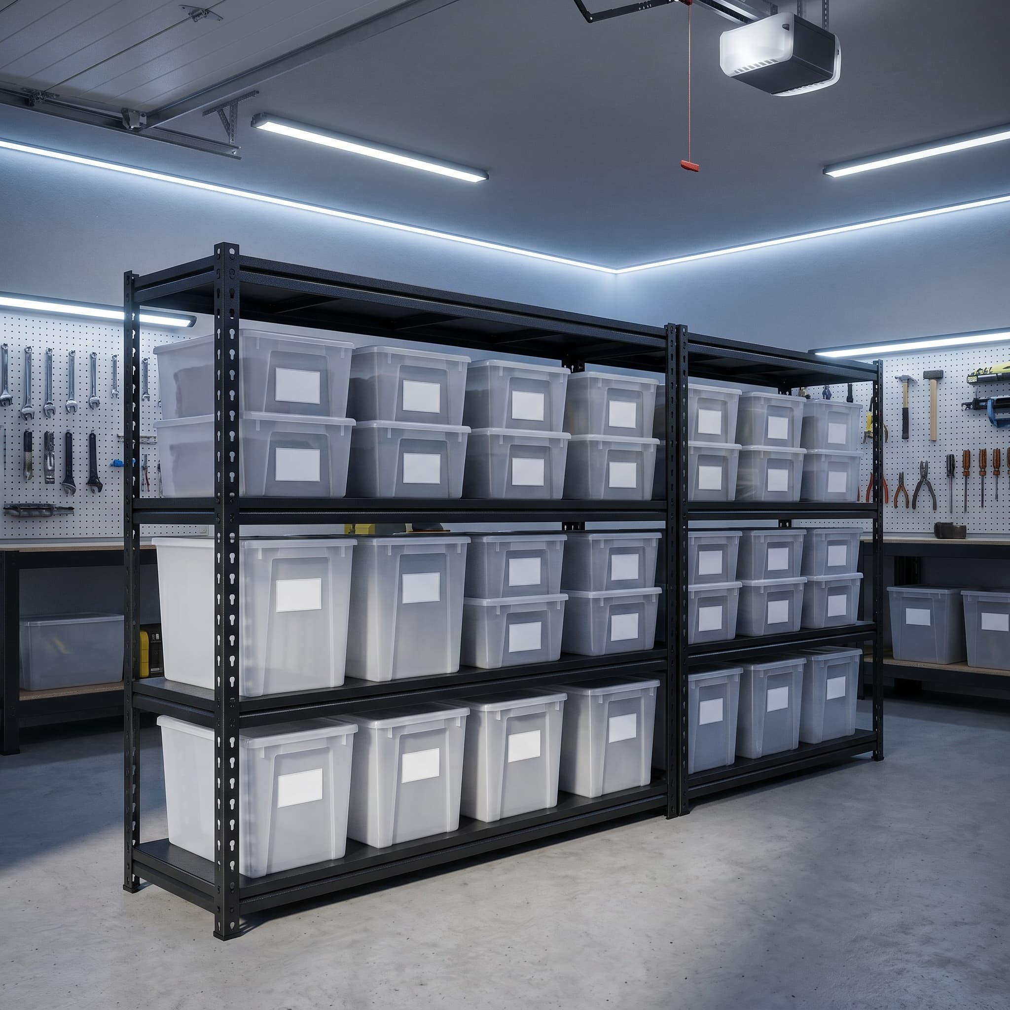 Heavy-duty bin shelving