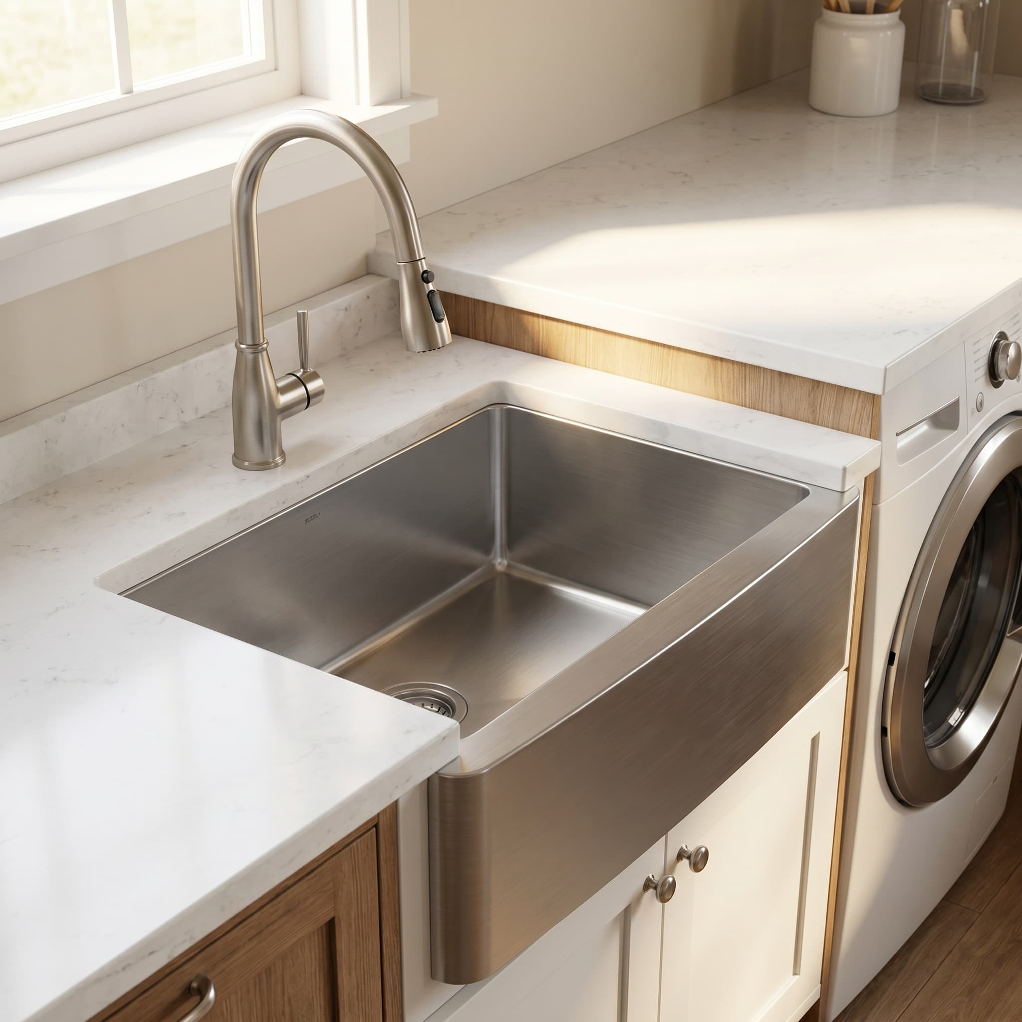Deep stainless utility sink