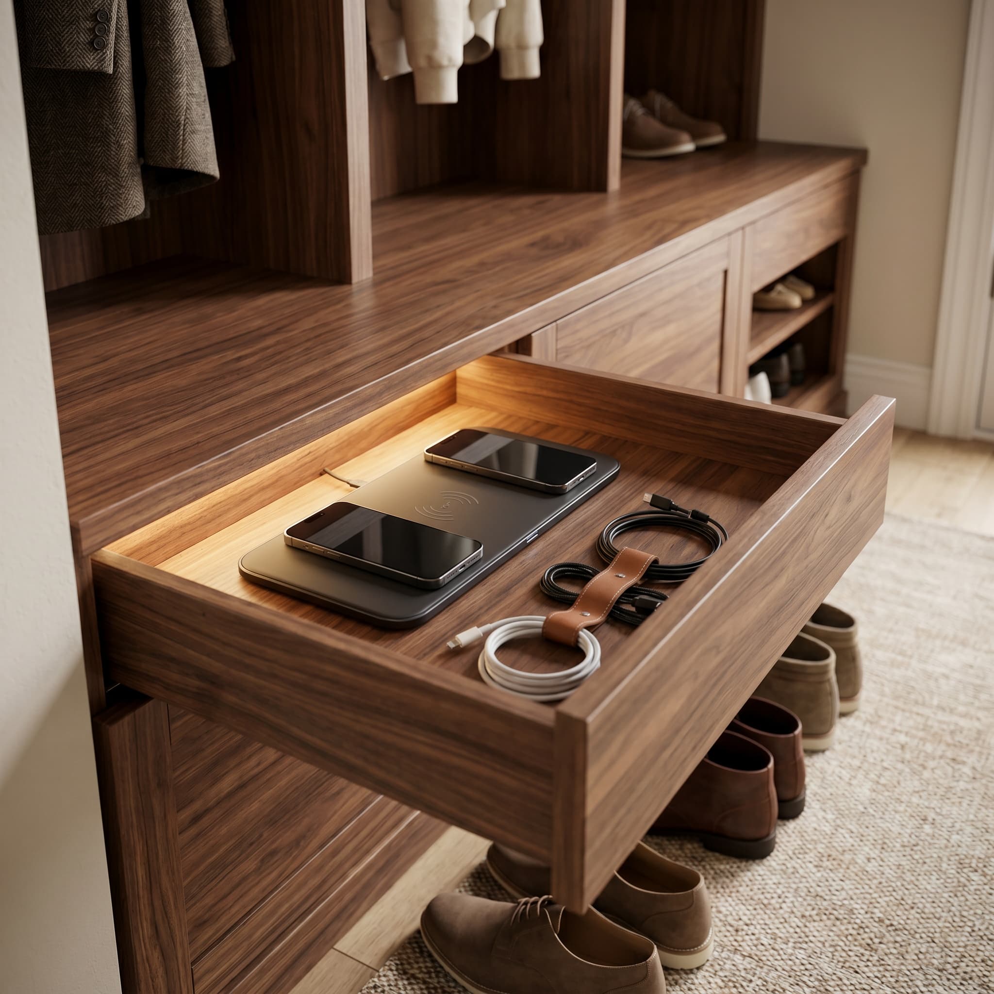Phone charging drawer