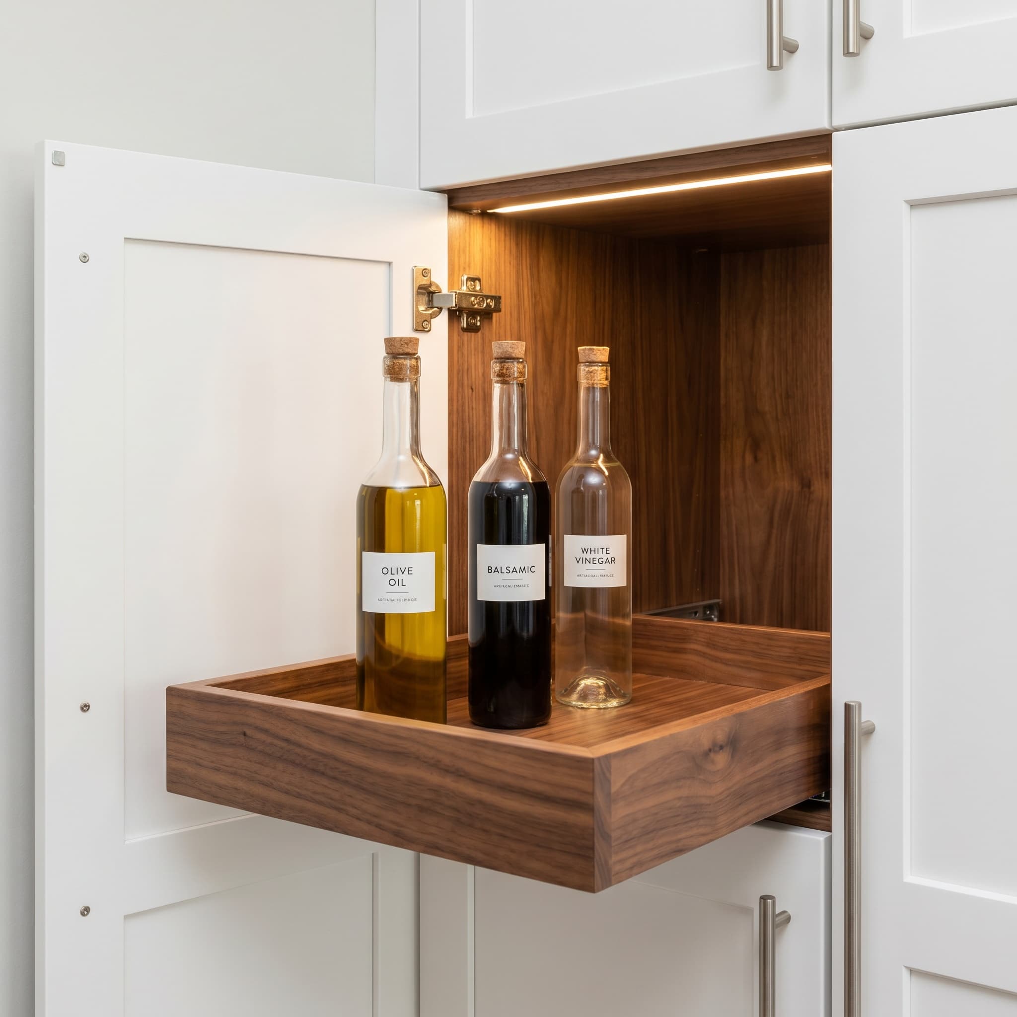 Tall bottle pullout tray