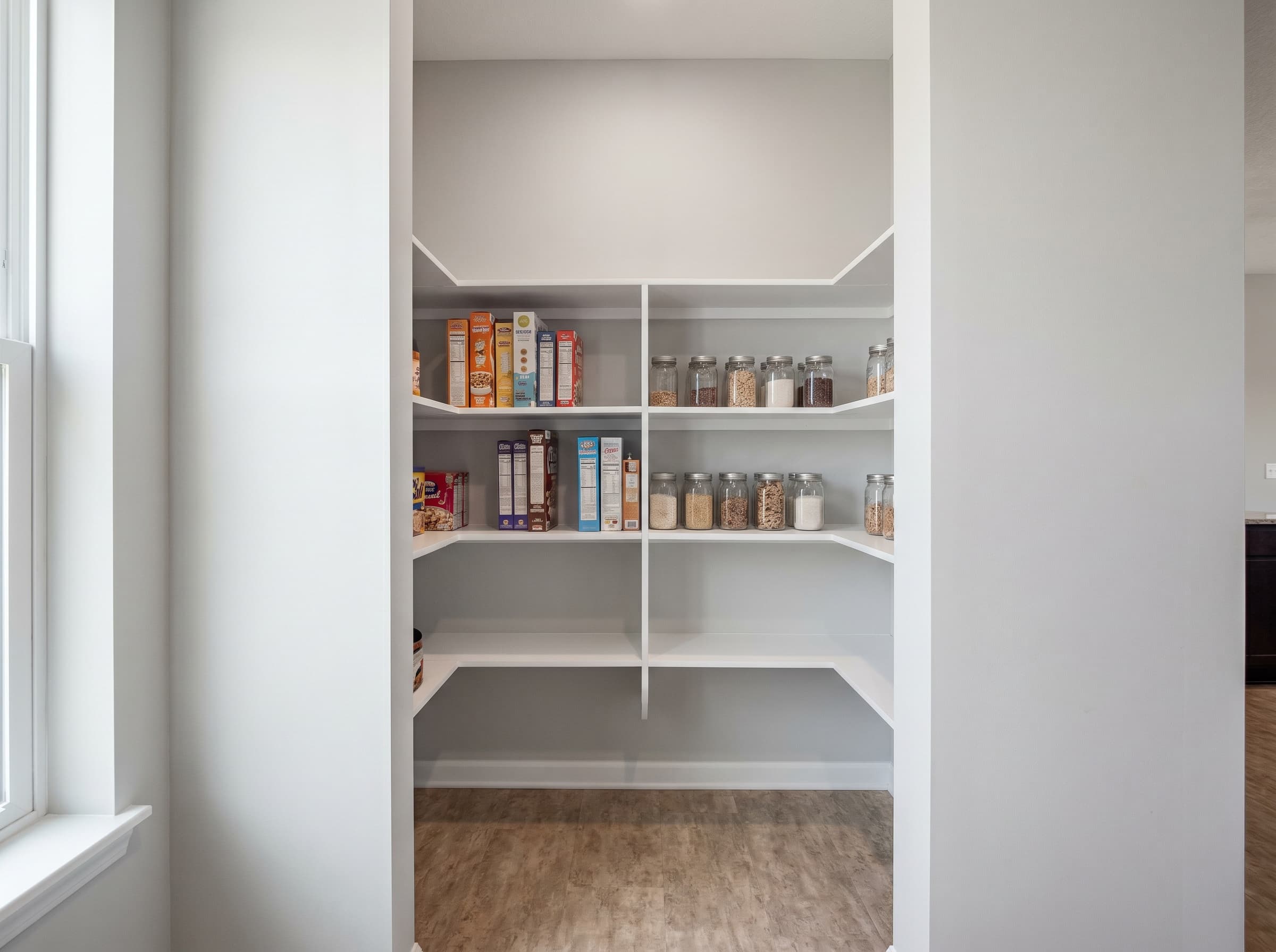 Lawrenceville, GA · Budget reach-in with simple white melamine shelves.